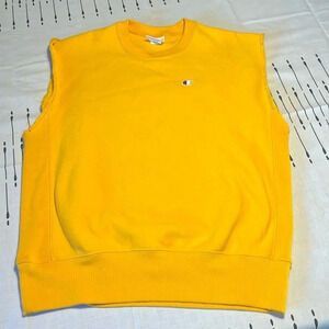 Champion Bright Yellow Sleeveless SweatShirt. Size  Large.
